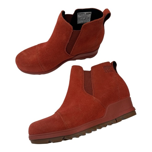Sorel Evie Pull On Wedge Booties WarpRed Womens Waterproof Rain Boot size 6 - Picture 8 of 10